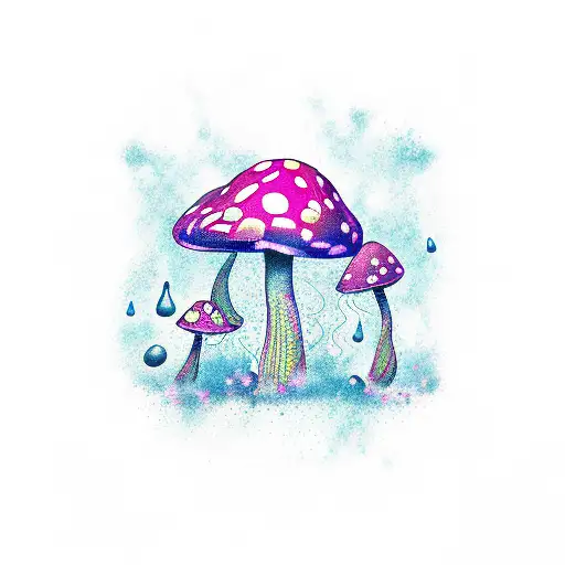 magic mushroom tattoo design idea