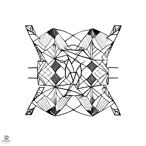 A unique minimalist tattoo of a chair with abstract shapes and patterns, representing your passion for furniture design and your love for sitting comfortably. tattoo design idea