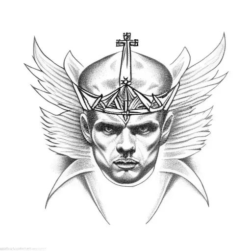 angel vs devil  crown eagle fight tattoo design idea