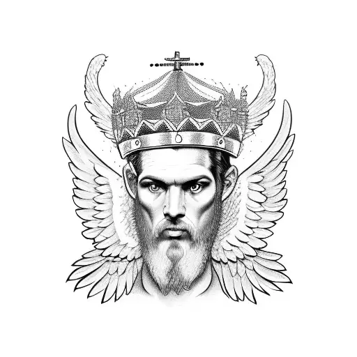 angel vs devil orthodox crown eagle fight tattoo design idea
