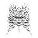 angel vs devil  crown eagle fight tattoo design idea