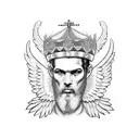 angel vs devil orthodox crown eagle fight tattoo design idea