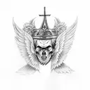 angel vs devil orthodox crown eagle fight tattoo design idea
