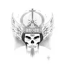 angel vs devil orthodox crown eagle fight tattoo design idea