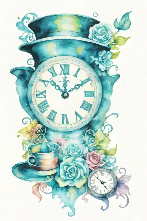alice in wonderland mad hatter hat clock face tattoo tattoo design idea