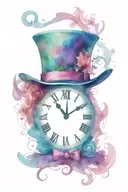 alice in wonderland mad hatter hat clock face morphing tattoo design idea