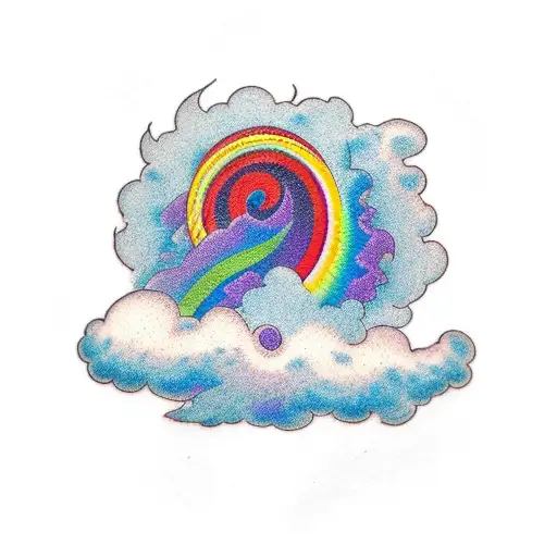 A rainbow rising from a black cloud tattoo design idea