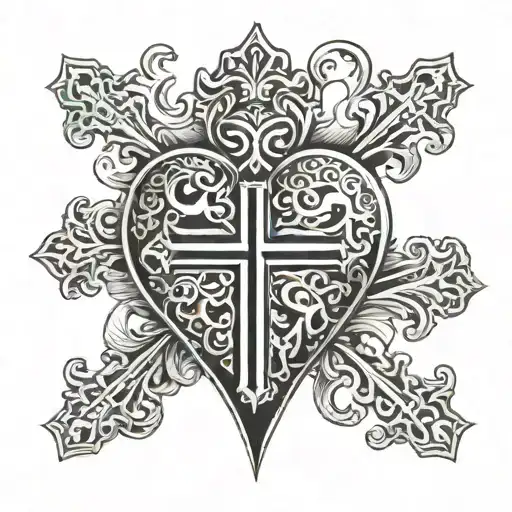 heart and cross tattoo design idea
