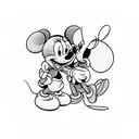 Simple Minnie mouse heart shaped Black and white tattoo design idea