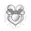 Simple Minnie mouse heart shaped Black and white tattoo design idea