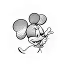 Simple Minnie mouse heart shaped Black and white tattoo design idea