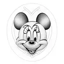 Simple Minnie mouse heart shaped Black and white tattoo design idea