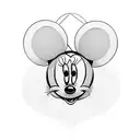 Simple Minnie mouse heart shaped Black and white just the head tattoo design idea