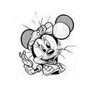 Simple Minnie mouse heart shaped Black and white just the head tattoo design idea