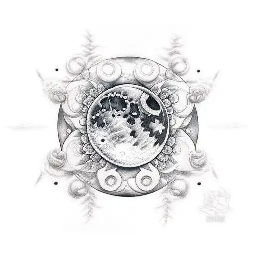 moon clouds tattoo design idea