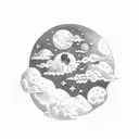 moon cloud dream tattoo design idea