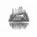 trees forest cabin summer tattoo design idea