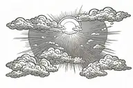 sun  rays  falling  down through clouds tattoo design idea