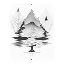 trees mountain winter hiker tattoo design idea