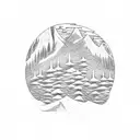 trees mountain winter hiker tattoo design idea