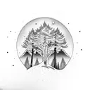 trees mountain winter hiker tattoo design idea
