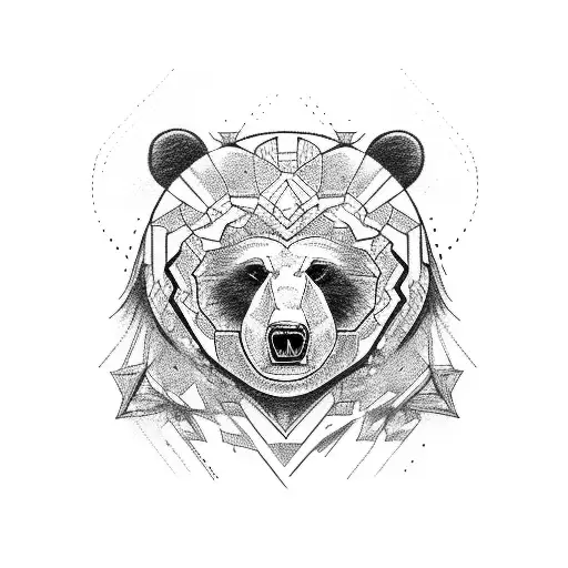 dark bear face  tattoo design idea