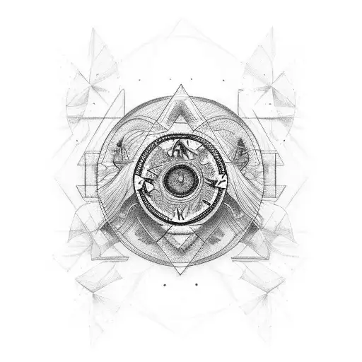 An abstract design incorporating elements from Los Angeles, Europe, and Brazil, symbolizing a life lived without fear tattoo design idea