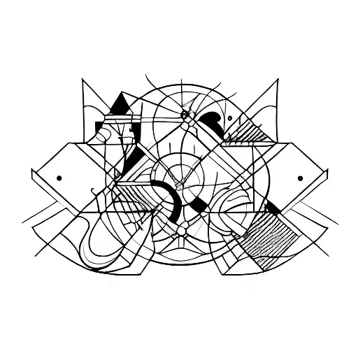 An abstract design incorporating elements from Los Angeles, Europe, and Brazil, symbolizing a life lived without fear tattoo design idea