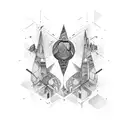 An abstract design incorporating elements from Los Angeles, Europe, and Brazil, symbolizing a life lived without fear tattoo design idea