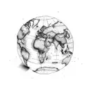 A map of the world with a trail of footsteps marking the places you've traveled tattoo design idea