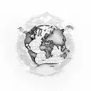 A map of the world with a trail of footsteps marking the places you've traveled tattoo design idea