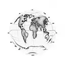 A map of the world with a trail of footsteps marking the places you've traveled tattoo design idea