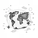 A map of the world with a trail of footsteps marking the places you've traveled tattoo design idea