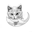 ghost cat with a crescent moon tattoo design idea