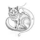 ghost cat with a crescent moon tattoo design idea