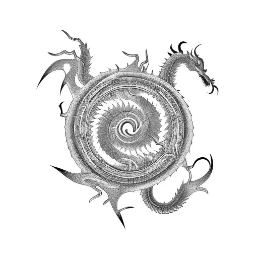 SPIRAL DRAGON tattoo design idea