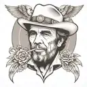 Merle Haggard playing guitar tattoo design idea