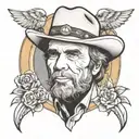 Merle Haggard playing guitar tattoo design idea