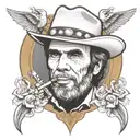 Merle Haggard playing guitar tattoo design idea