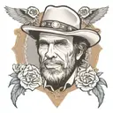 Merle Haggard playing guitar tattoo design idea