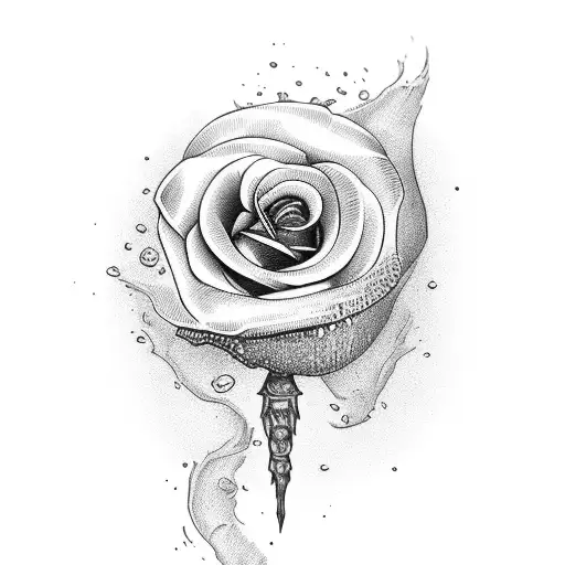beer bottle with rose tattoo design idea