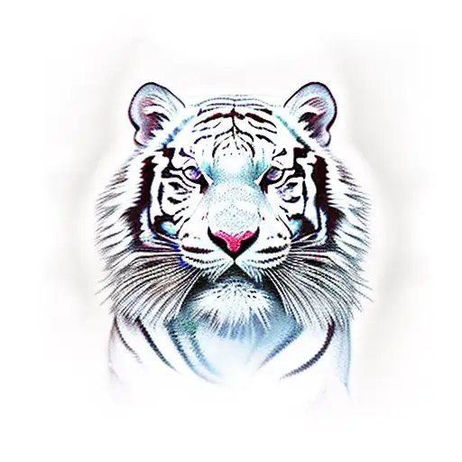 white tiger surrounded by vibrant flowers  tattoo design idea