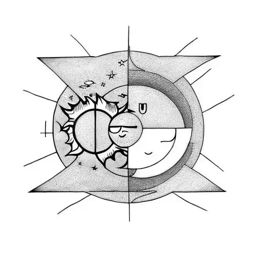 Sun and Moon tattoo design idea