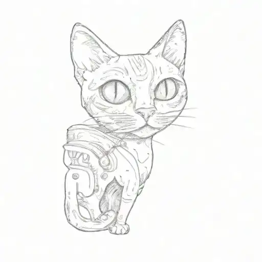 a cat with big eyes tattoo design idea
