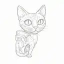 a cat with big eyes tattoo design idea