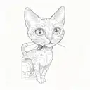 a cat with big eyes tattoo design idea