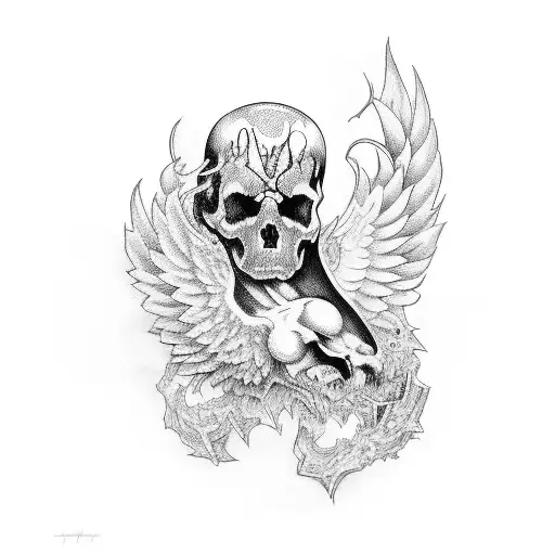 fallen angel death time tattoo design idea