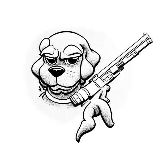 Scooby doo holding a sniper rifle tattoo design idea