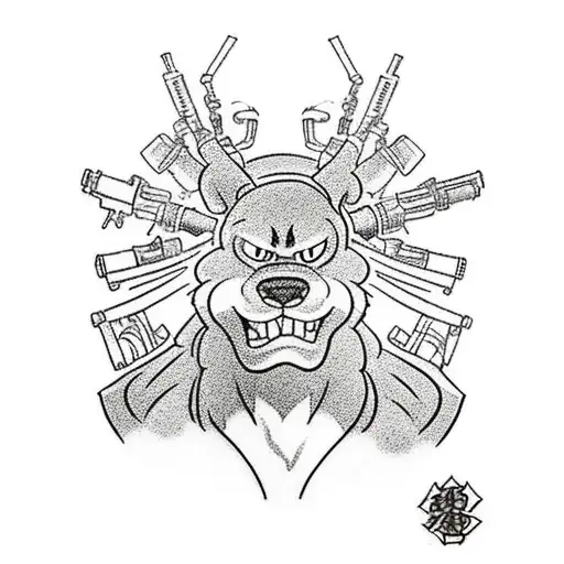 Scooby doo holding a sniper rifle with daphne black by his side tattoo design idea