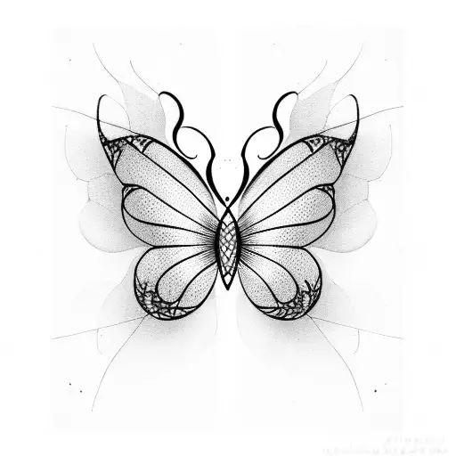 a little butterfly, only lines, perfect Symmetry, flying to a leaf tattoo design idea